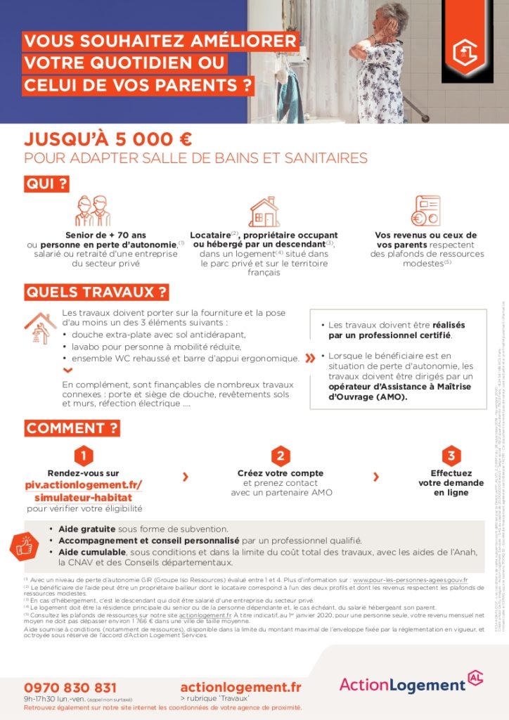 Subvention pour l'adaptation de salle de bains ou sanitaires pour les ...